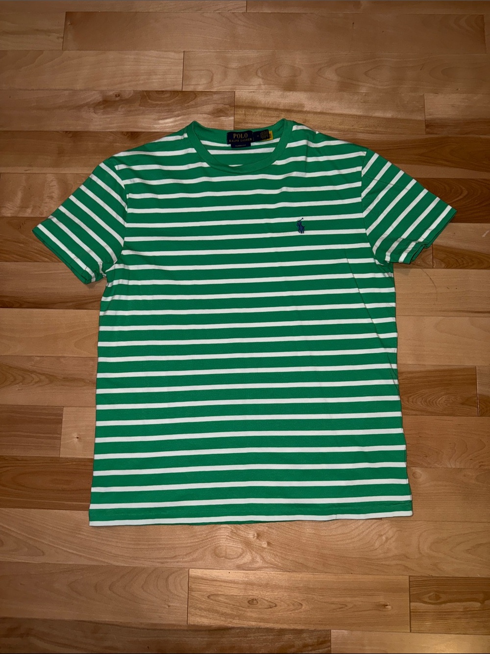 Polo by Ralph Lauren Green & White Striped Short Sleeve Tee NWOT M